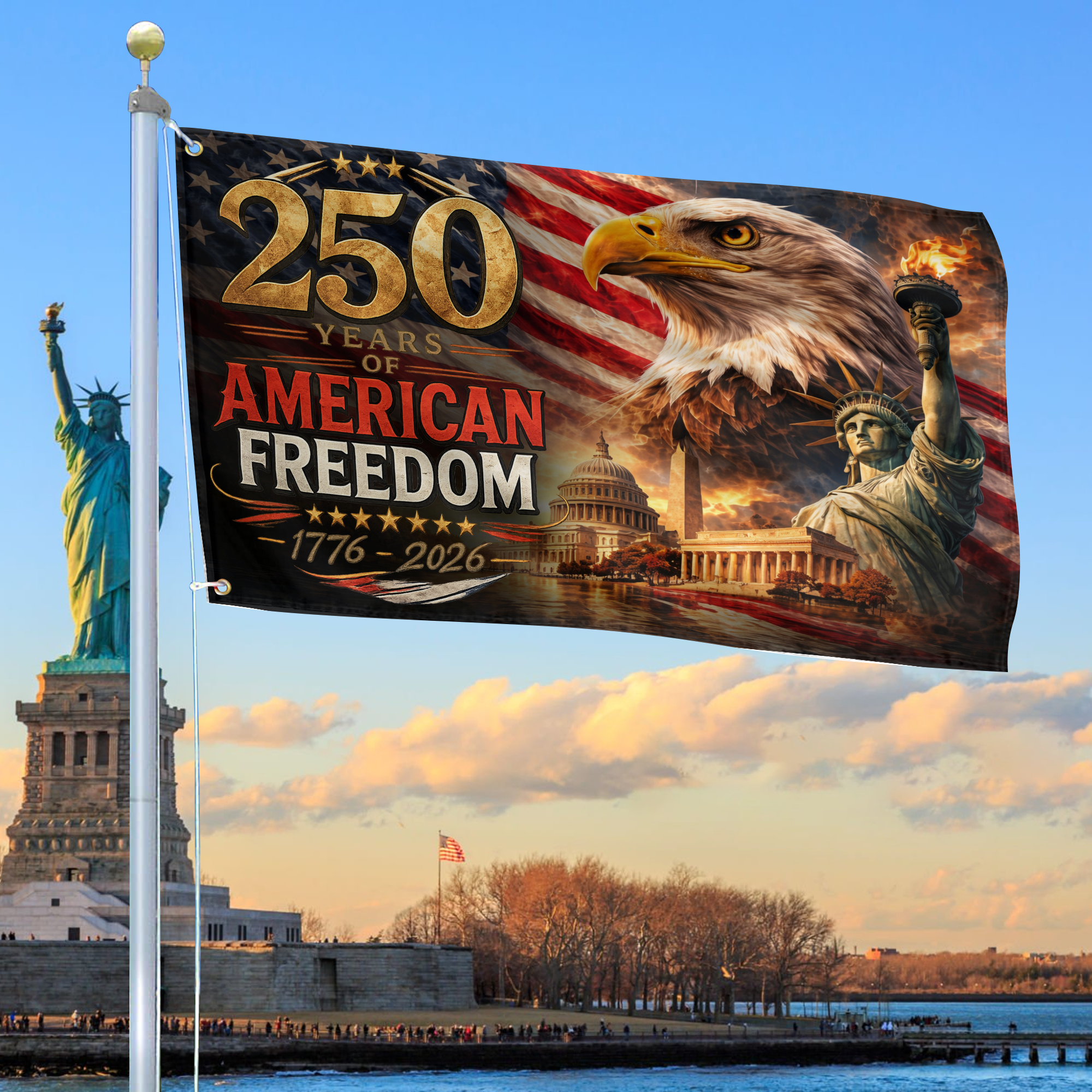 Premium America 250th Anniversary Grommet Flag, America 250th Flag, America 250th Birthday, Best Gifts On Independence Day, Veterans Day.