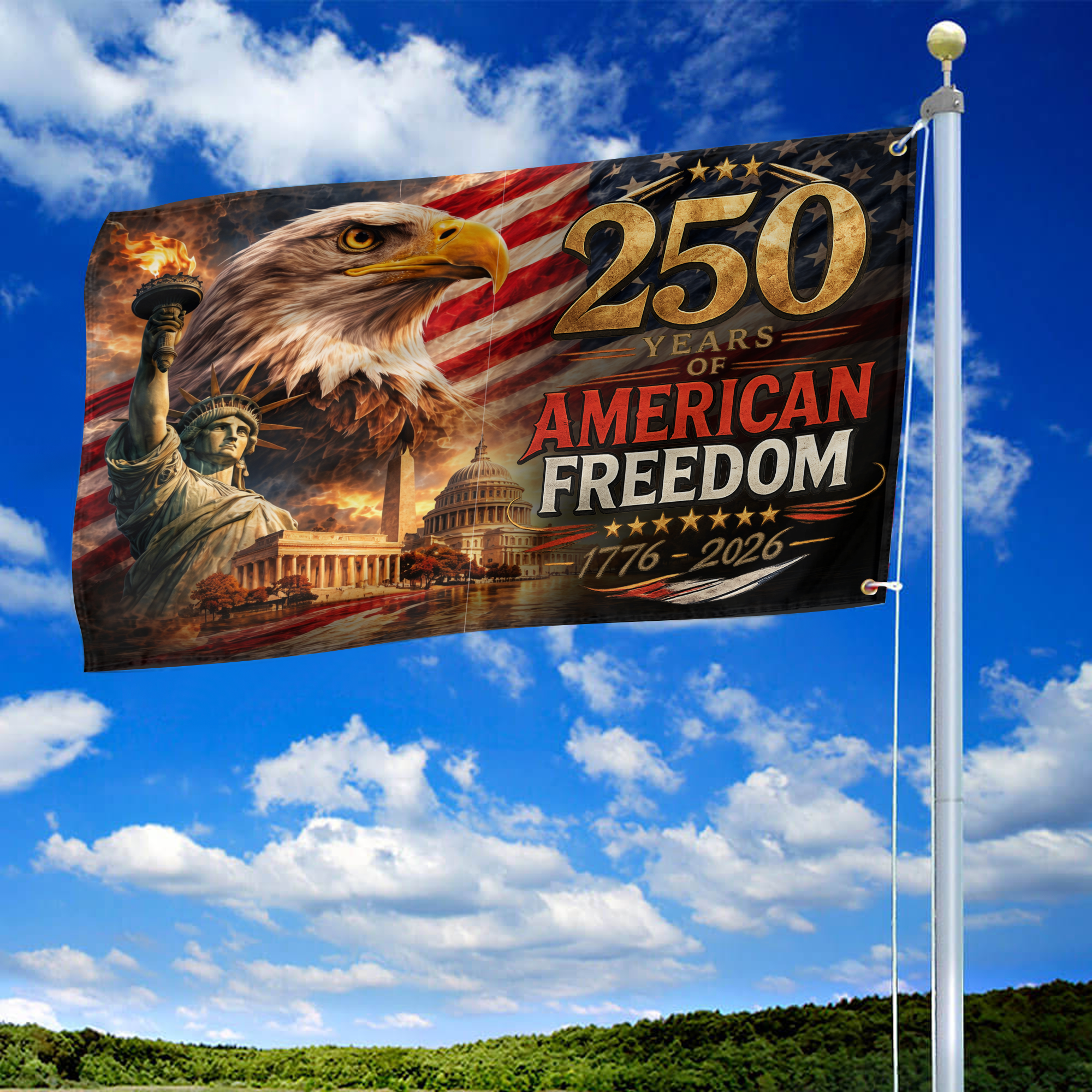 Premium America 250th Anniversary Grommet Flag, America 250th Flag, America 250th Birthday, Best Gifts On Independence Day, Veterans Day.