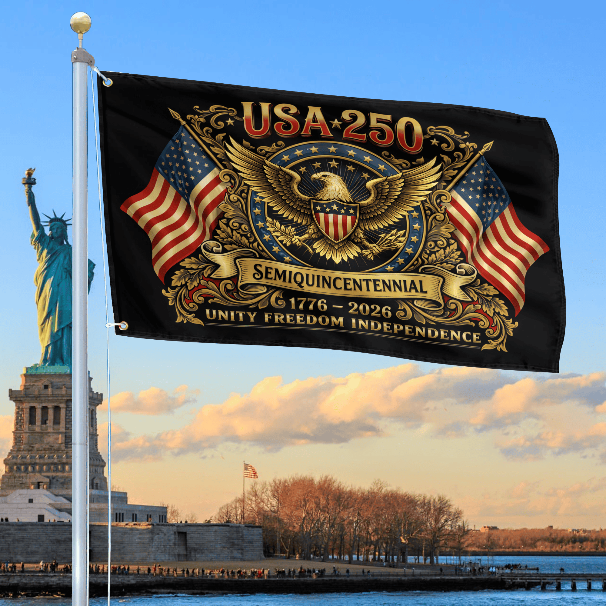 Premium America 250th Anniversary Grommet Flag, America 250th Flag, America 250th Birthday, Best Gifts On Independence Day, Veterans Day.