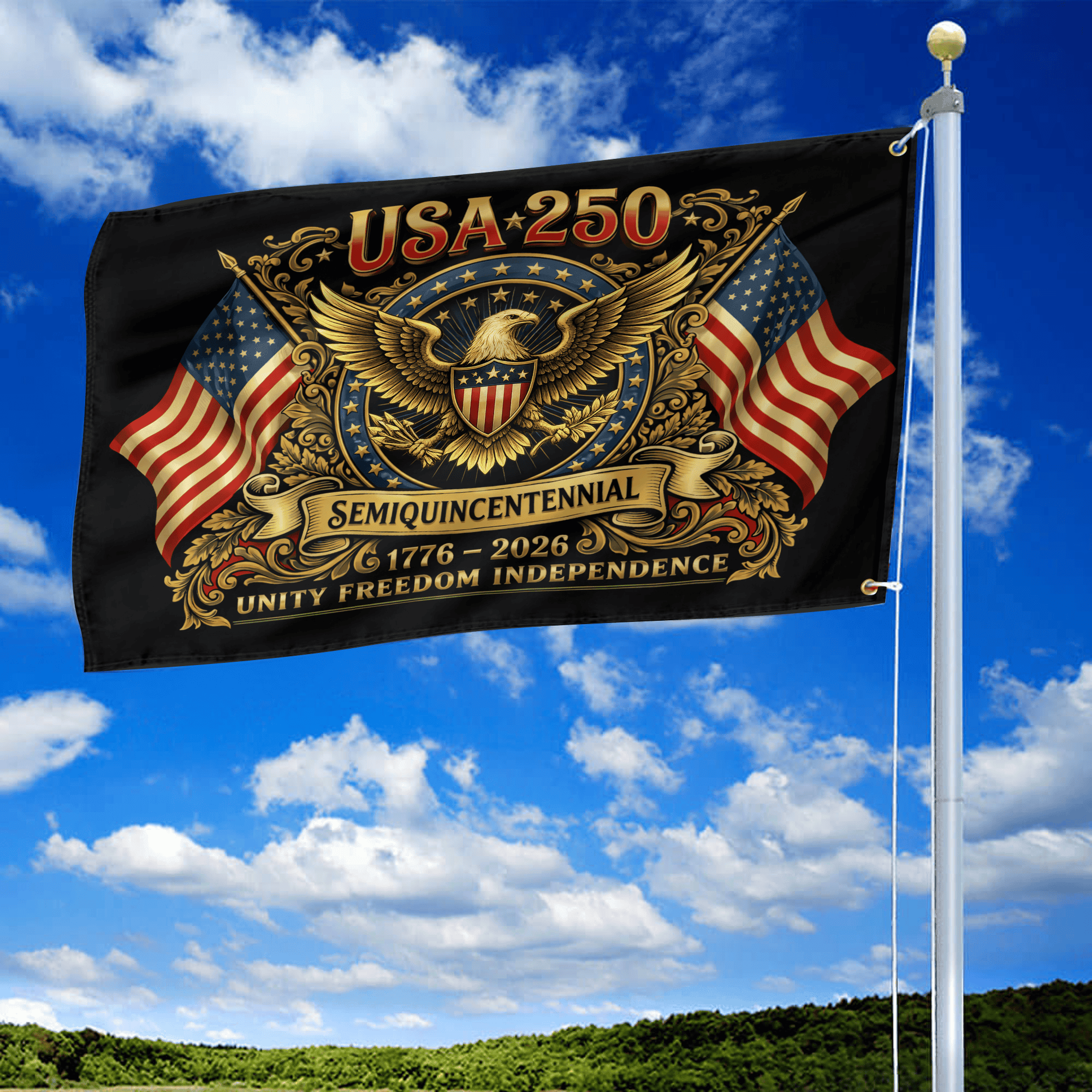 Premium America 250th Anniversary Grommet Flag, America 250th Flag, America 250th Birthday, Best Gifts On Independence Day, Veterans Day.
