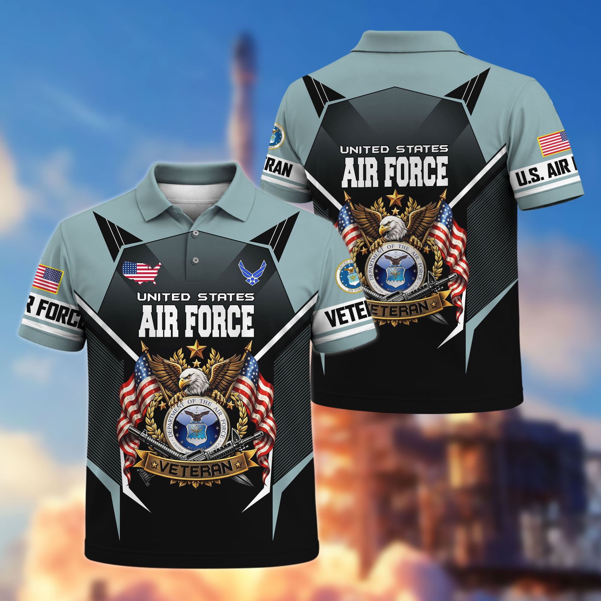 Premium US Veterans Polo Shirt, Gifts For US Veterans, Gifts On Father's Day, Veterans Day.