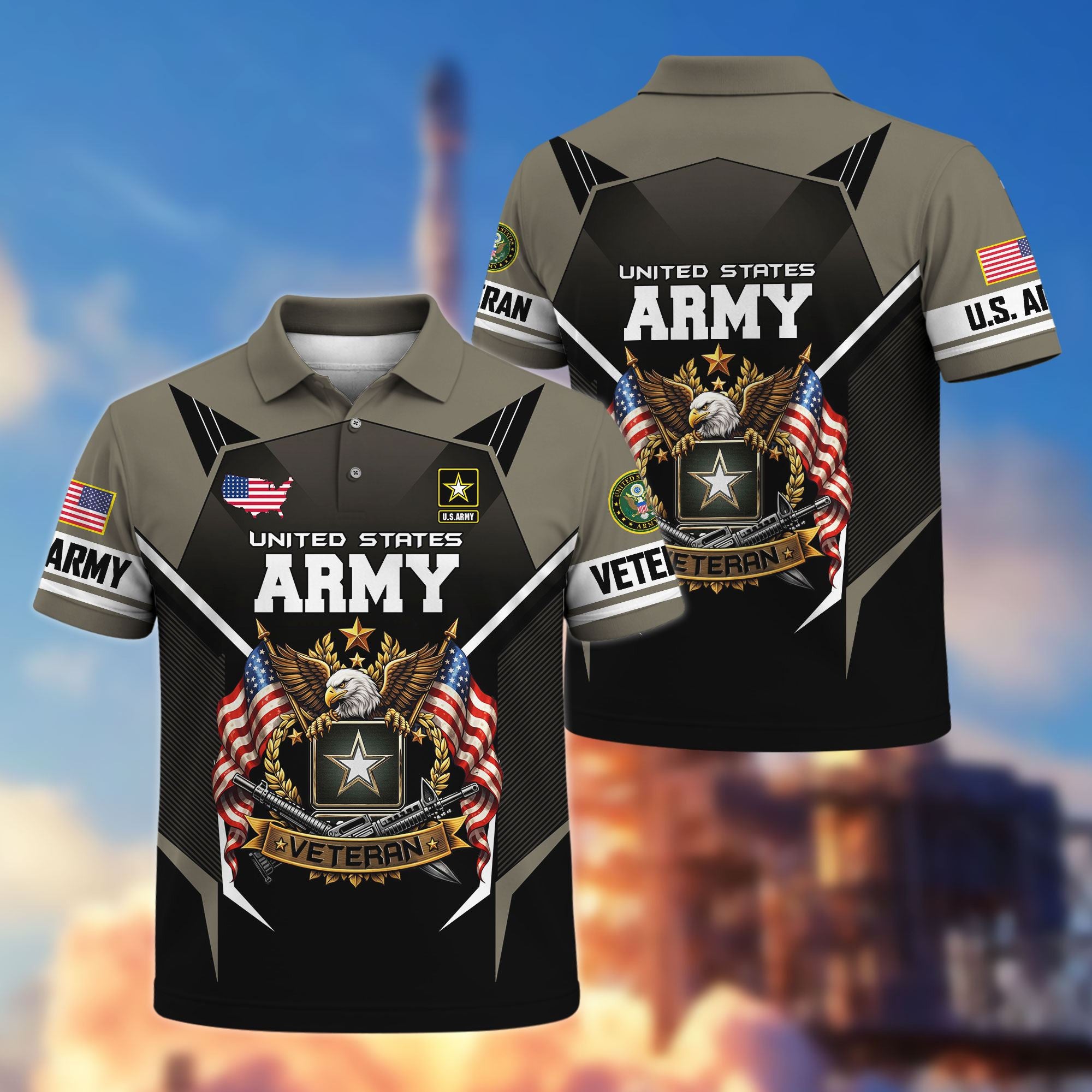 Premium US Veterans Polo Shirt, Gifts For US Veterans, Gifts On Father's Day, Veterans Day.