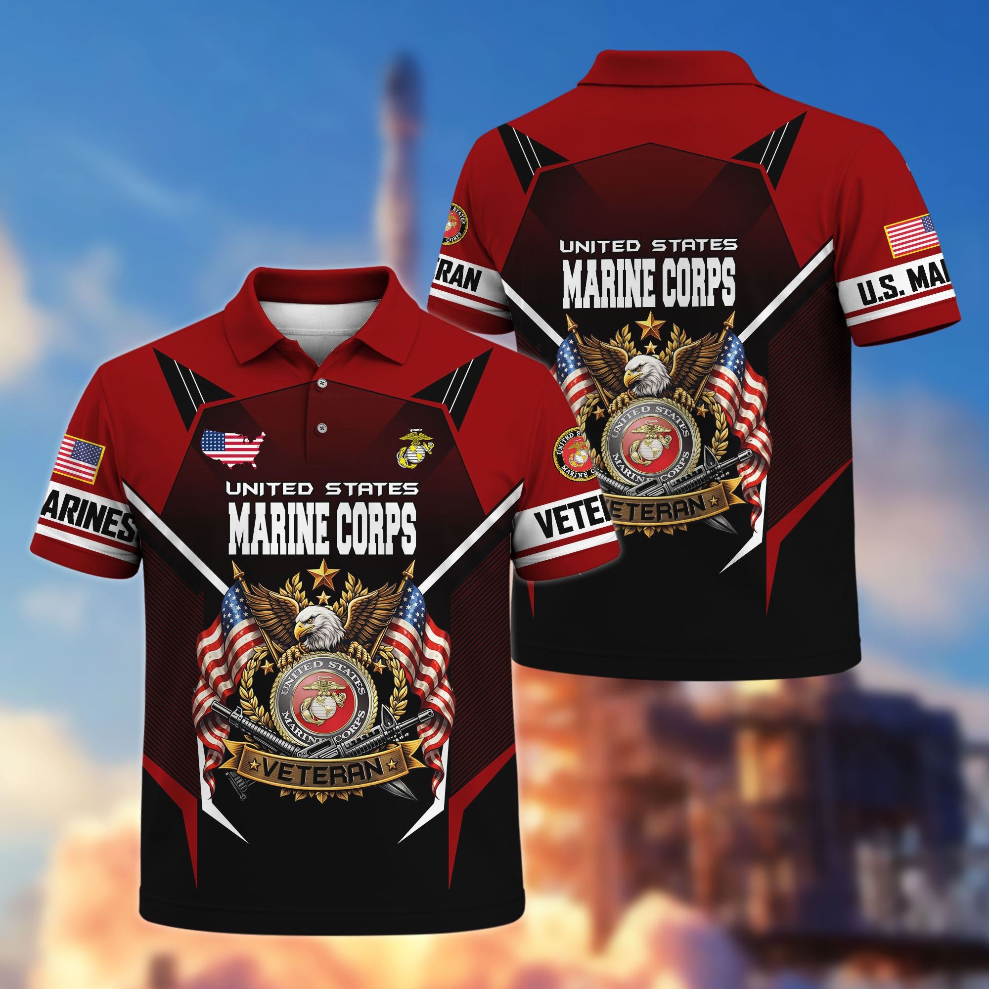 Premium US Veterans Polo Shirt, Gifts For US Veterans, Gifts On Father's Day, Veterans Day.