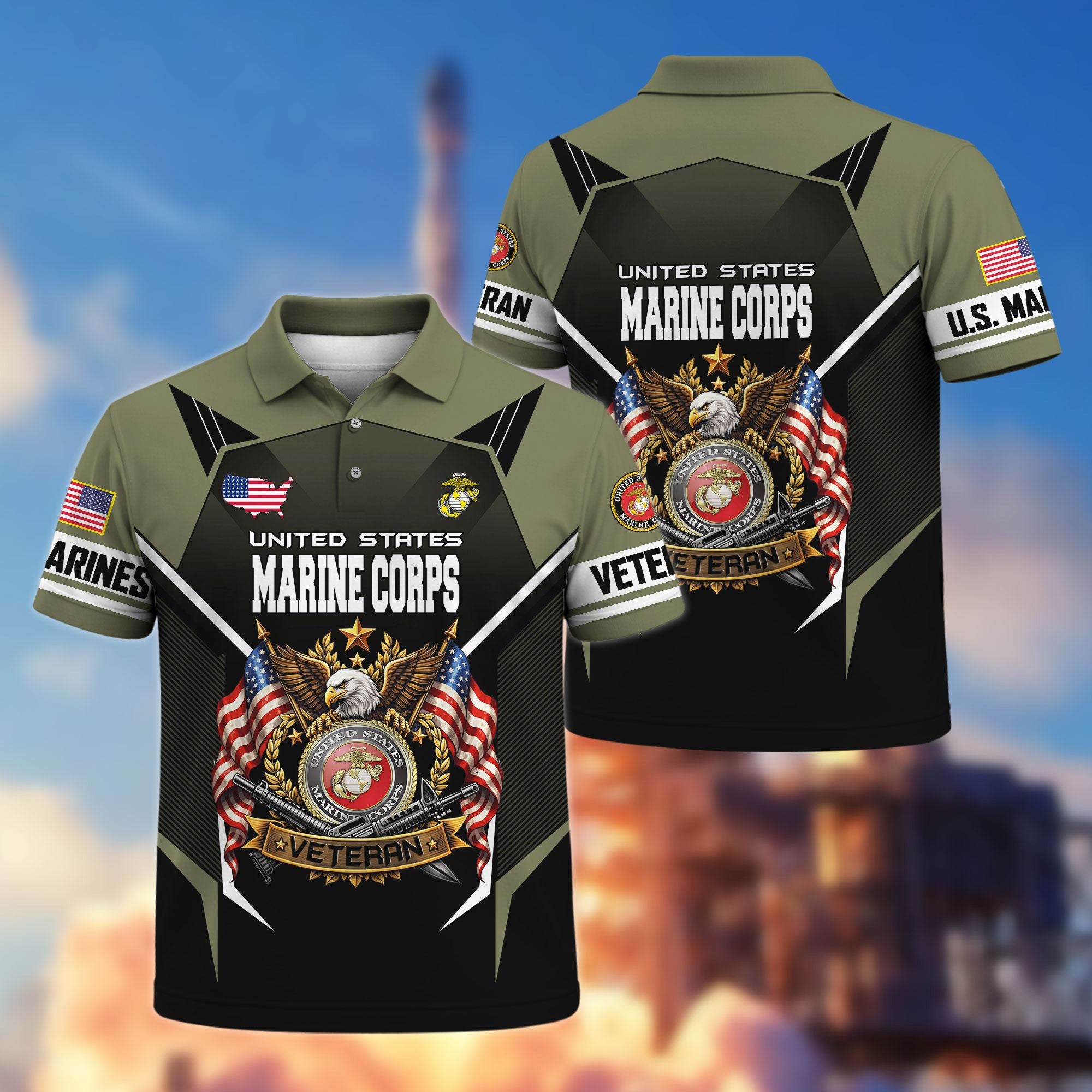 Premium US Veterans Polo Shirt, Gifts For US Veterans, Gifts On Father's Day, Veterans Day.