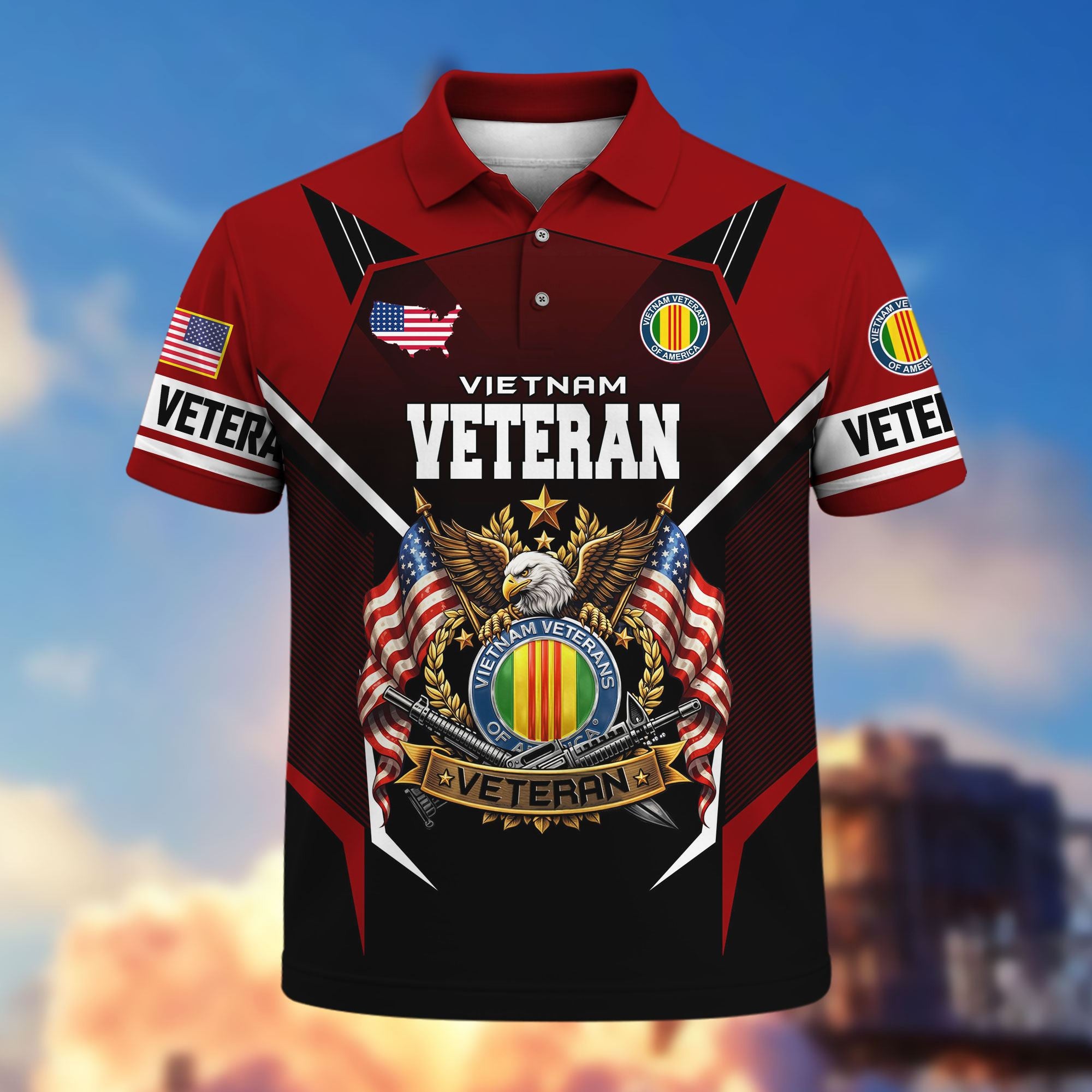 Premium US Veterans Polo Shirt, Gifts For US Veterans, Gifts On Father's Day, Veterans Day.