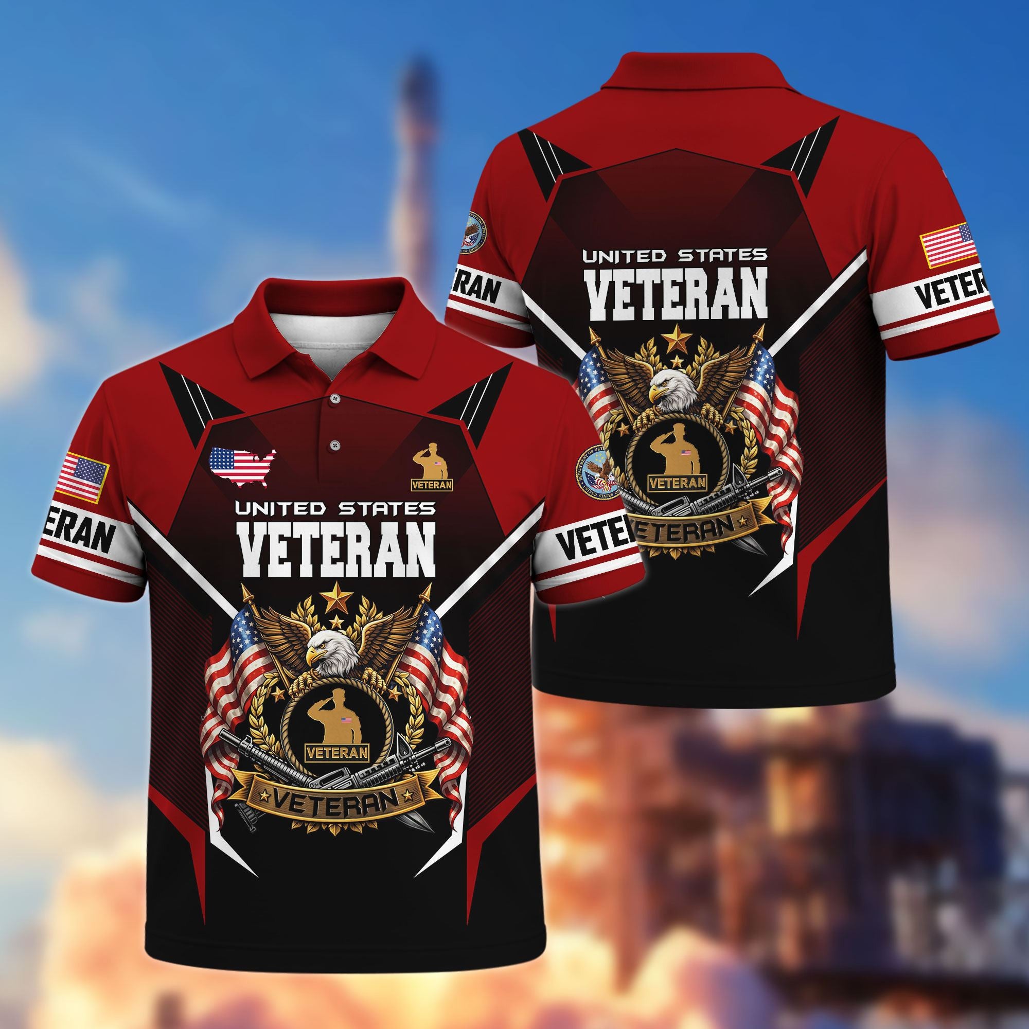 Premium US Veterans Polo Shirt, Gifts For US Veterans, Gifts On Father's Day, Veterans Day.