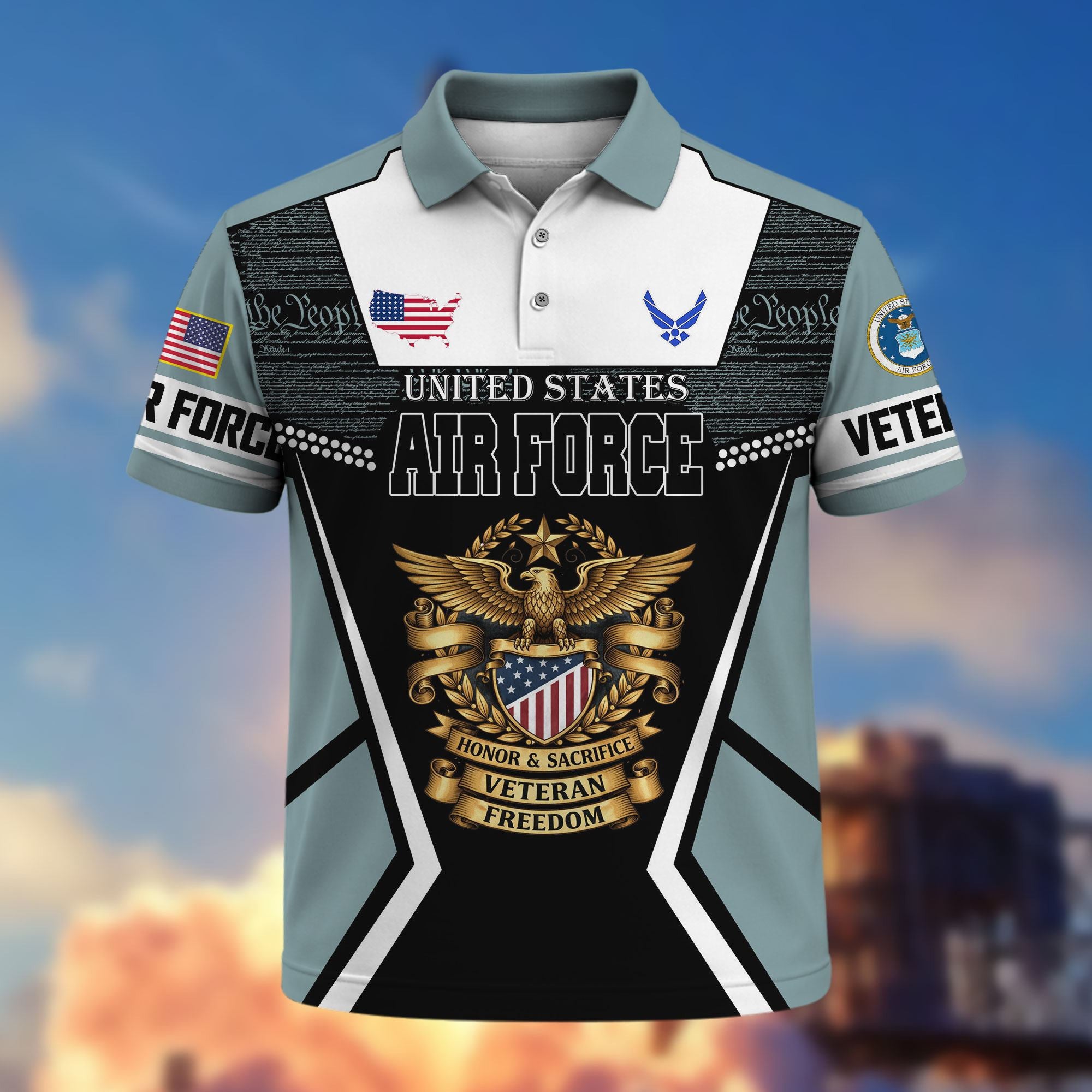Premium US Veterans Polo Shirt, Gifts For US Veterans, Gifts On Father's Day, Veterans Day.