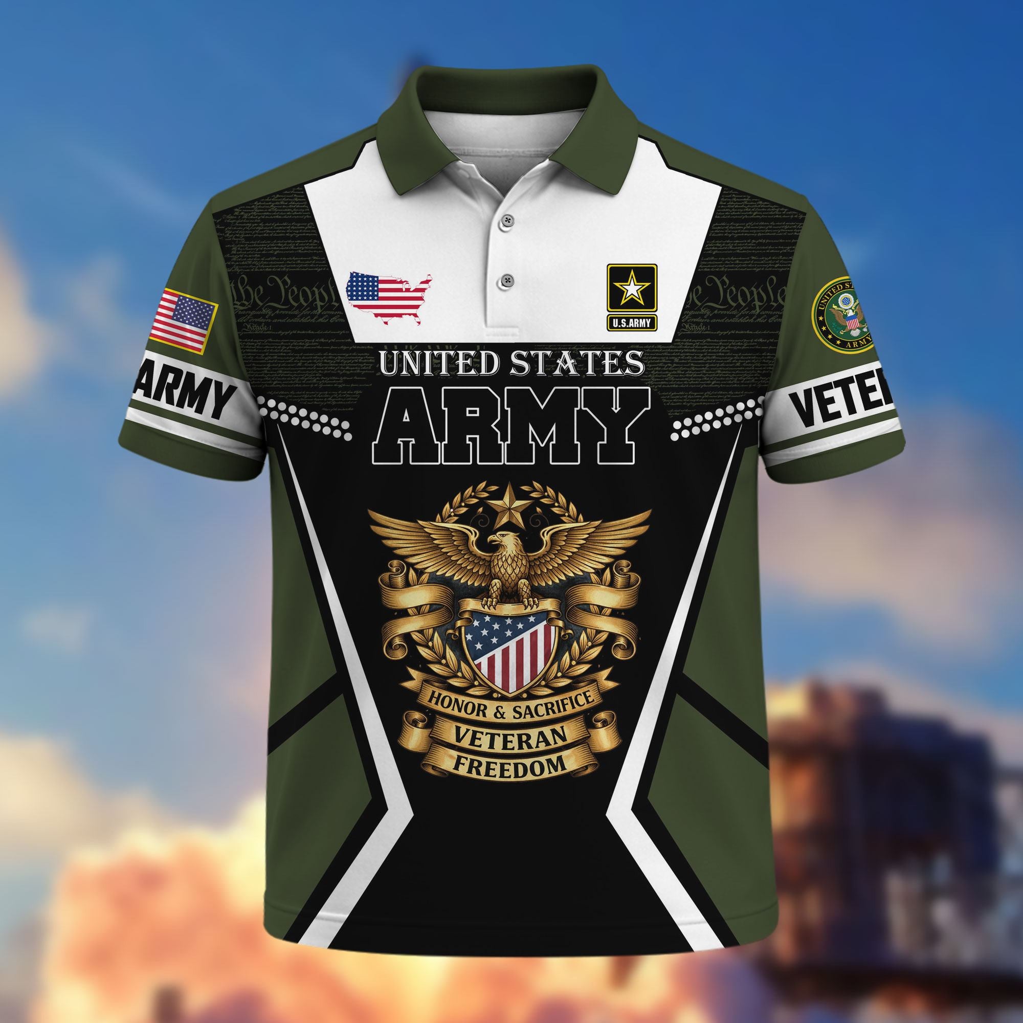 Premium US Veterans Polo Shirt, Gifts For US Veterans, Gifts On Father's Day, Veterans Day.