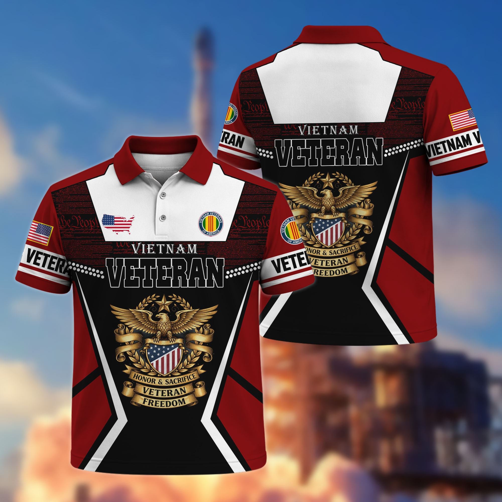 Premium US Veterans Polo Shirt, Gifts For US Veterans, Gifts On Father's Day, Veterans Day.