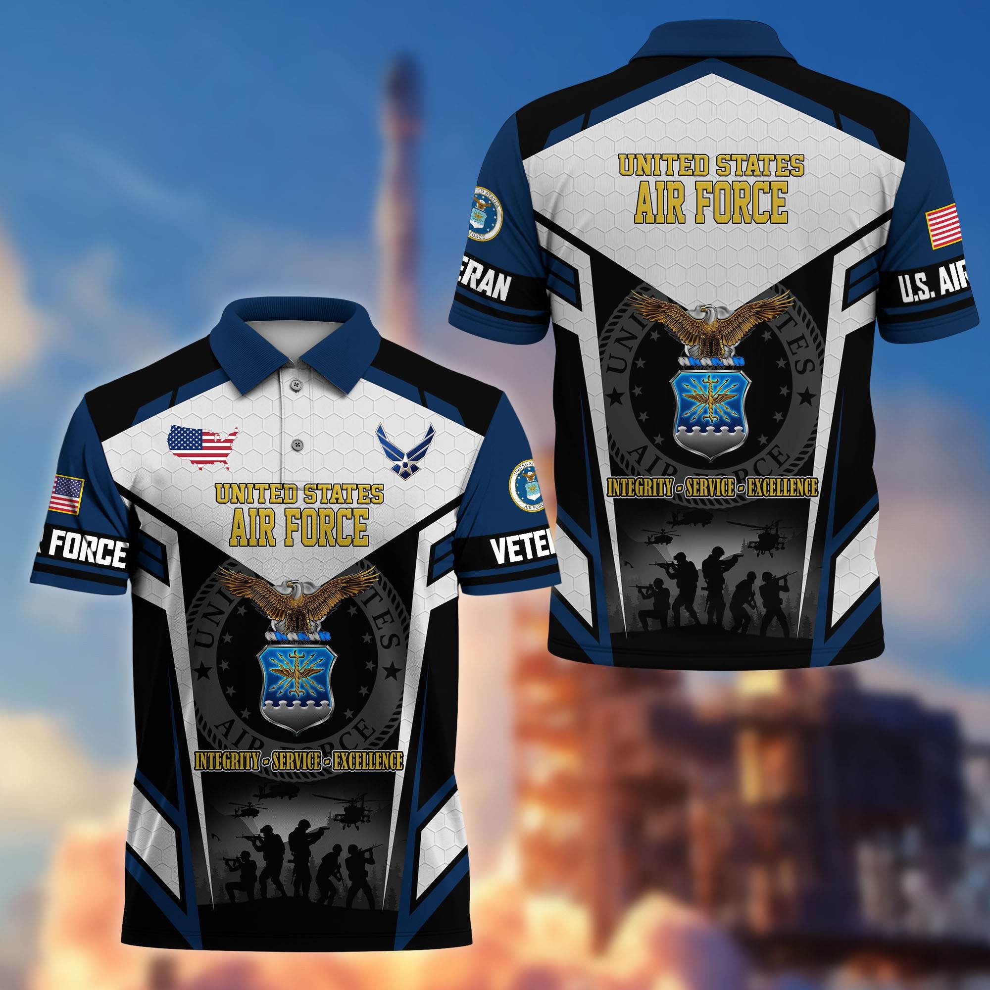 Premium US Veterans Polo Shirt, Gifts For US Veterans, Gifts On Father's Day, Veterans Day.