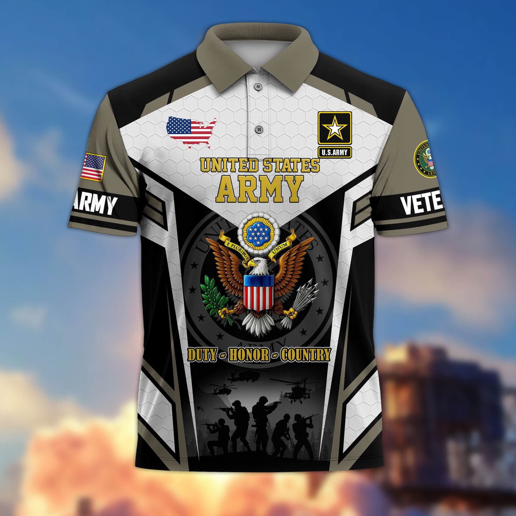 Premium US Veterans Polo Shirt, Gifts For US Veterans, Gifts On Father's Day, Veterans Day.