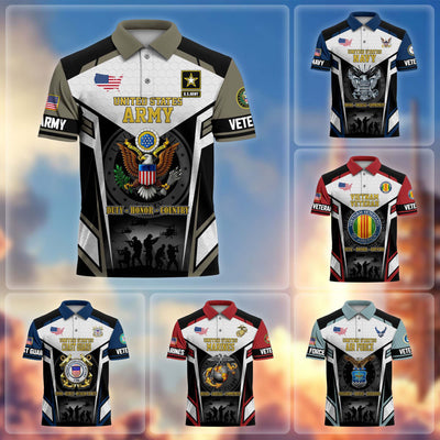 Premium US Veterans Polo Shirt, Gifts For US Veterans, Gifts On Father's Day, Veterans Day.