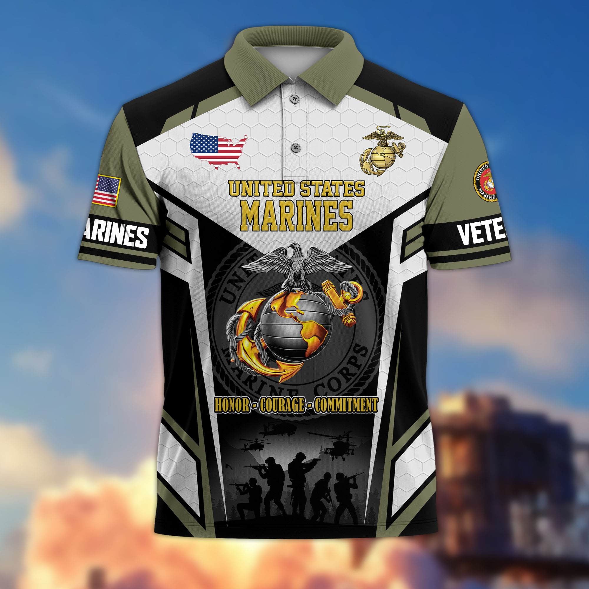 Premium US Veterans Polo Shirt, Gifts For US Veterans, Gifts On Father's Day, Veterans Day.