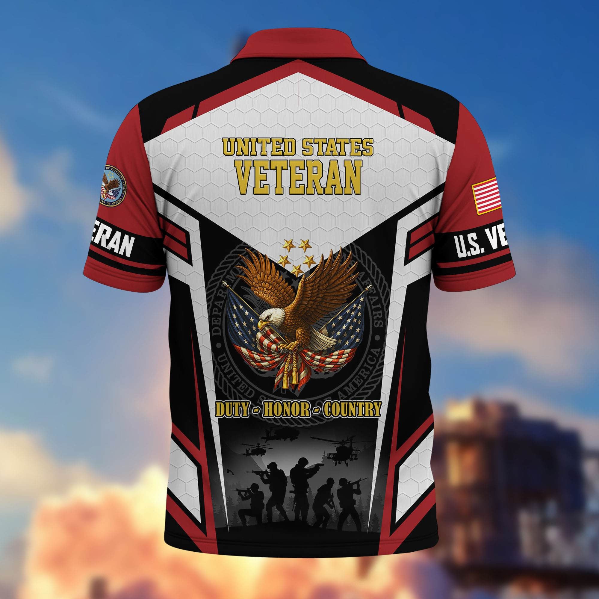 Premium US Veterans Polo Shirt, Gifts For US Veterans, Gifts On Father's Day, Veterans Day.