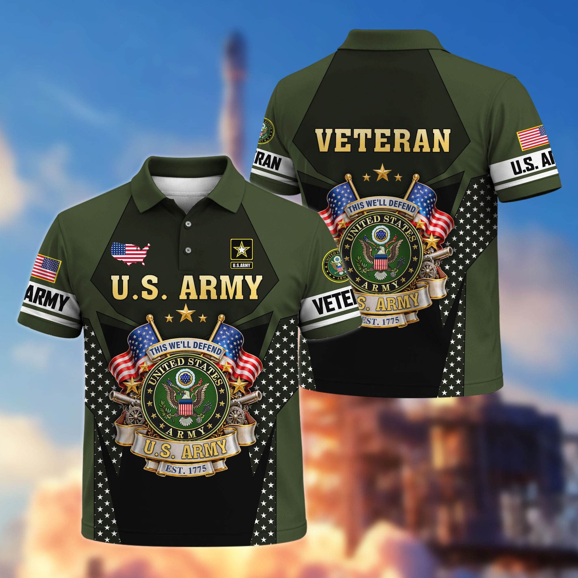 Premium US Veterans Polo Shirt, Gifts For US Veterans, Gifts On Father's Day, Veterans Day.