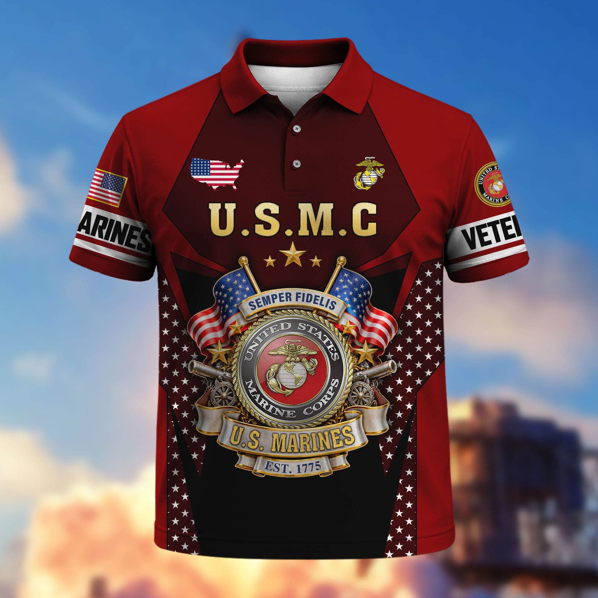 Premium US Veterans Polo Shirt, Gifts For US Veterans, Gifts On Father's Day, Veterans Day.