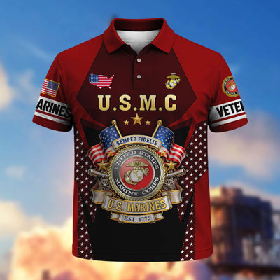 Premium US Veterans Polo Shirt, Gifts For US Veterans, Gifts On Father's Day, Veterans Day.