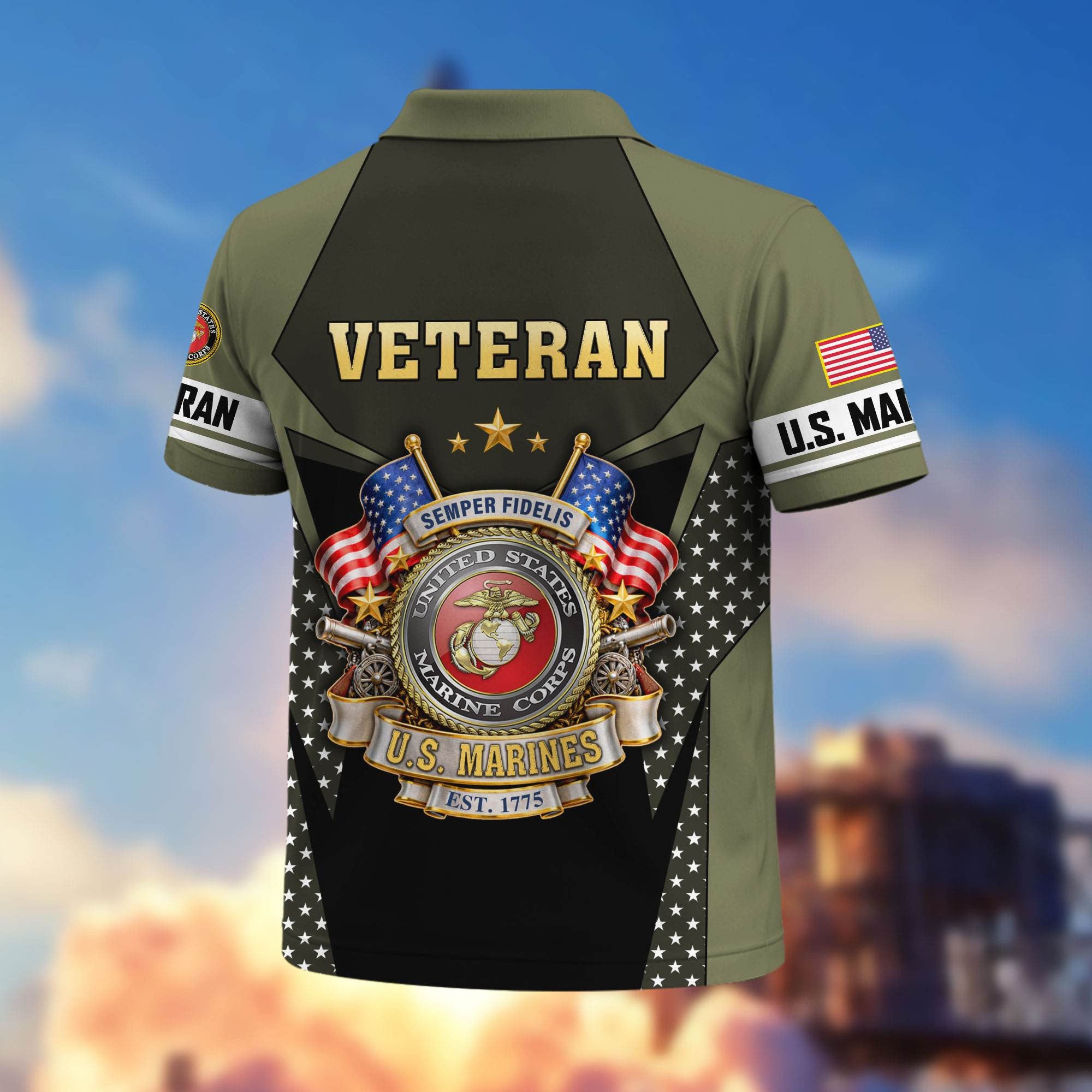 Premium US Veterans Polo Shirt, Gifts For US Veterans, Gifts On Father's Day, Veterans Day.