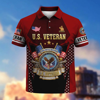 Premium US Veterans Polo Shirt, Gifts For US Veterans, Gifts On Father's Day, Veterans Day.