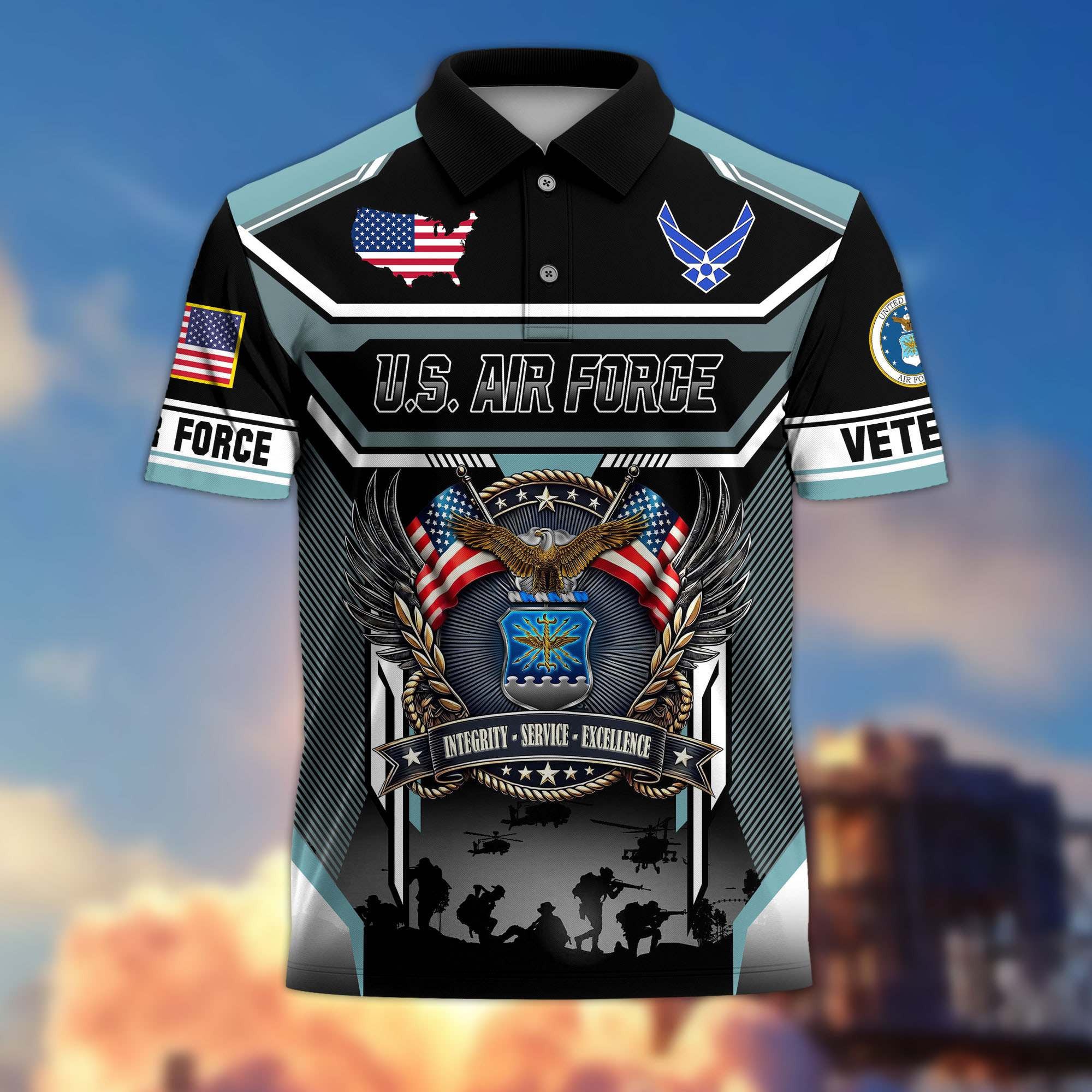 Premium US Veterans Polo Shirt, Gifts For US Veterans, Gifts On Father's Day, Veterans Day.