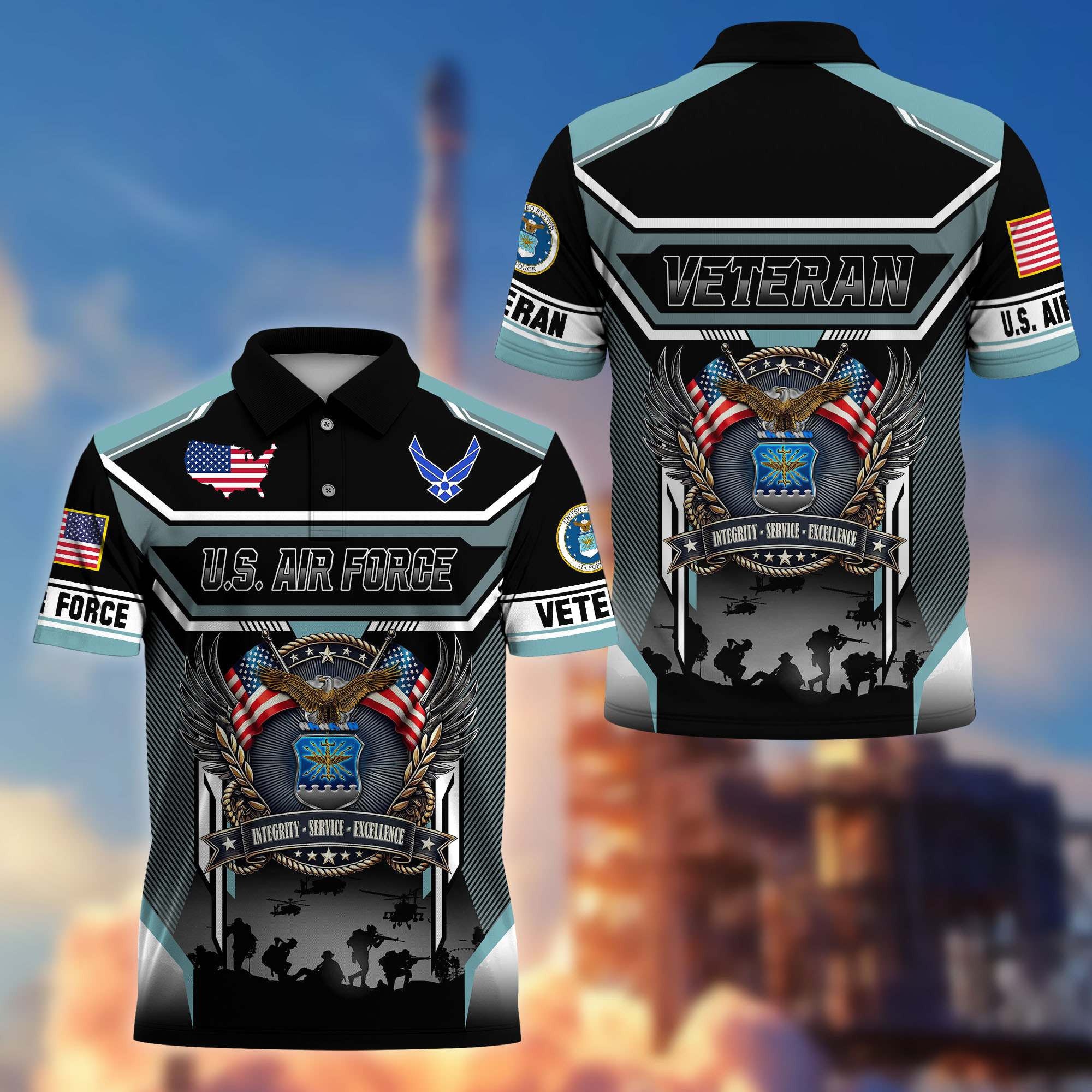 Premium US Veterans Polo Shirt, Gifts For US Veterans, Gifts On Father's Day, Veterans Day.