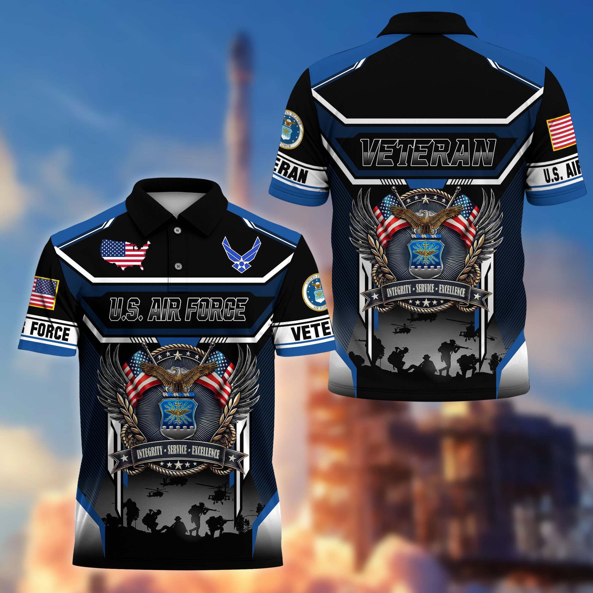 Premium US Veterans Polo Shirt, Gifts For US Veterans, Gifts On Father's Day, Veterans Day.