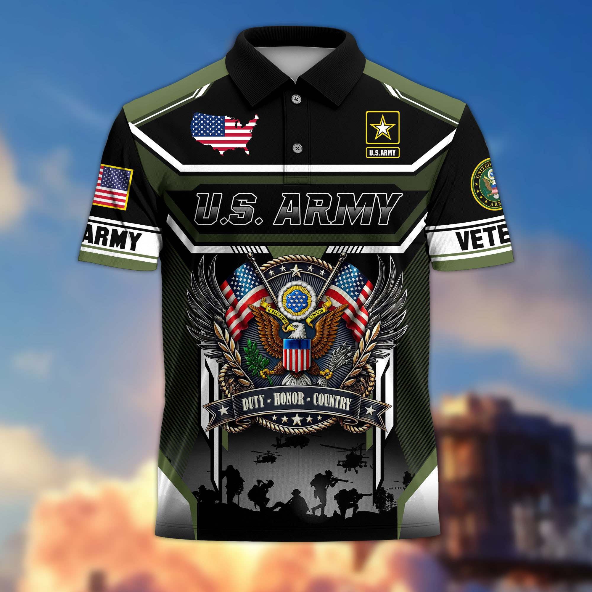 Premium US Veterans Polo Shirt, Gifts For US Veterans, Gifts On Father's Day, Veterans Day.