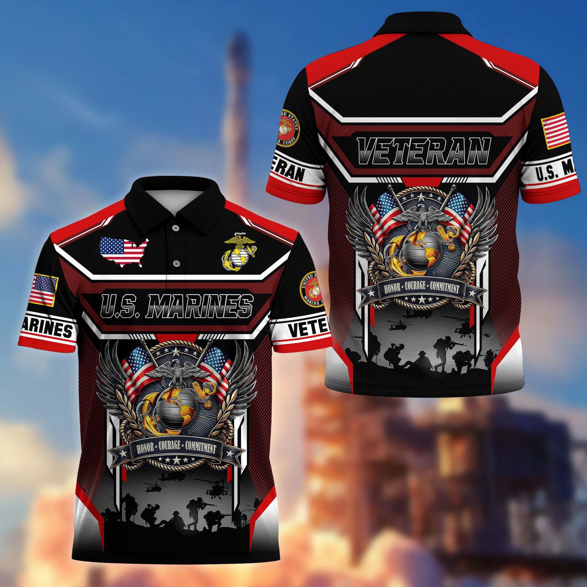 Premium US Veterans Polo Shirt, Gifts For US Veterans, Gifts On Father's Day, Veterans Day.
