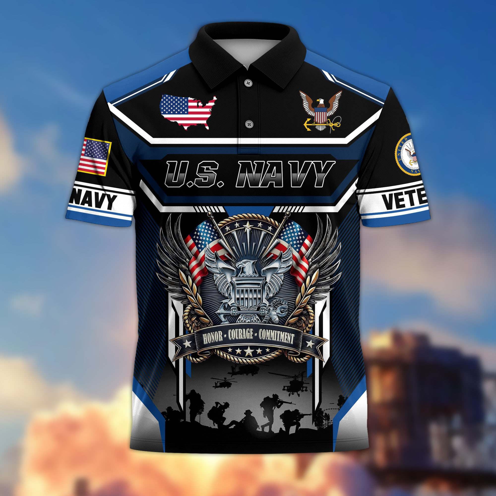 Premium US Veterans Polo Shirt, Gifts For US Veterans, Gifts On Father's Day, Veterans Day.