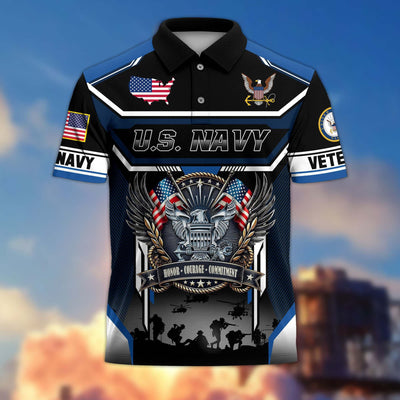 Premium US Veterans Polo Shirt, Gifts For US Veterans, Gifts On Father's Day, Veterans Day.