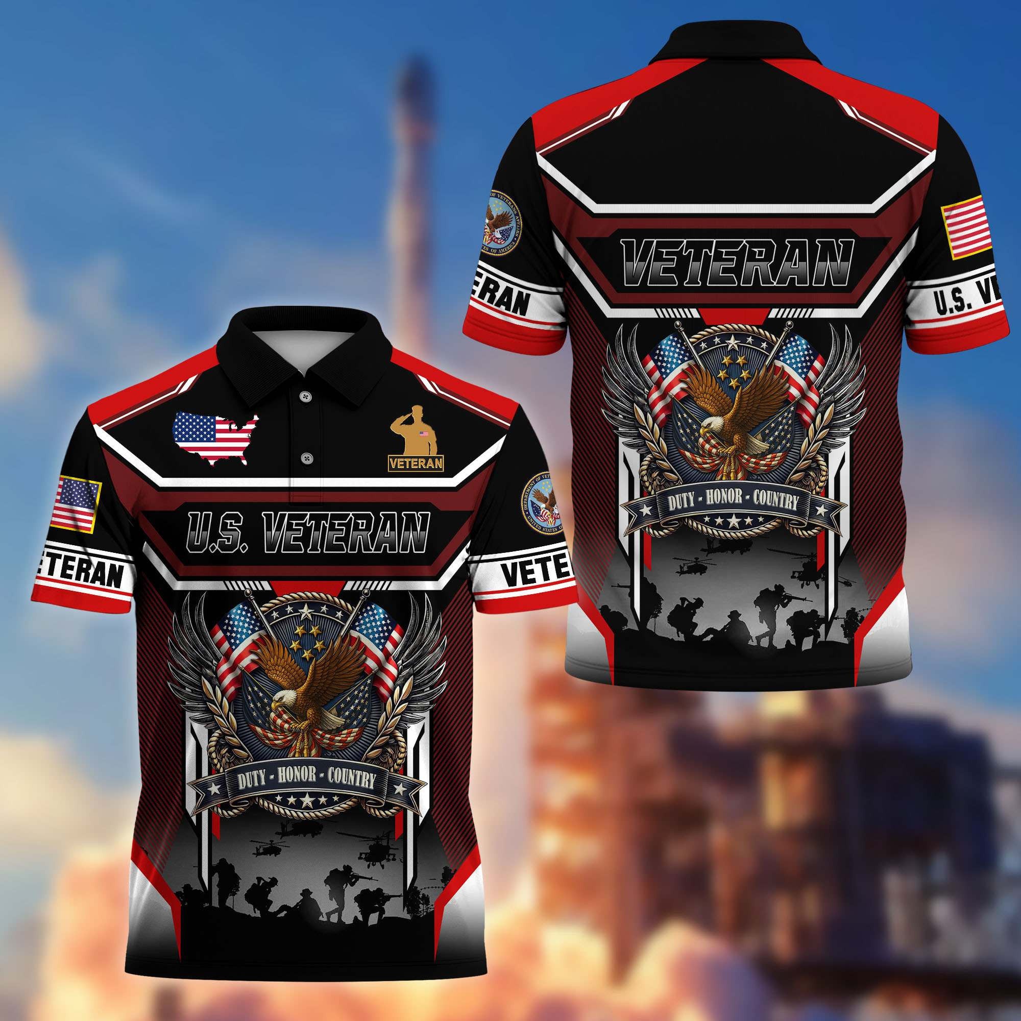 Premium US Veterans Polo Shirt, Gifts For US Veterans, Gifts On Father's Day, Veterans Day.