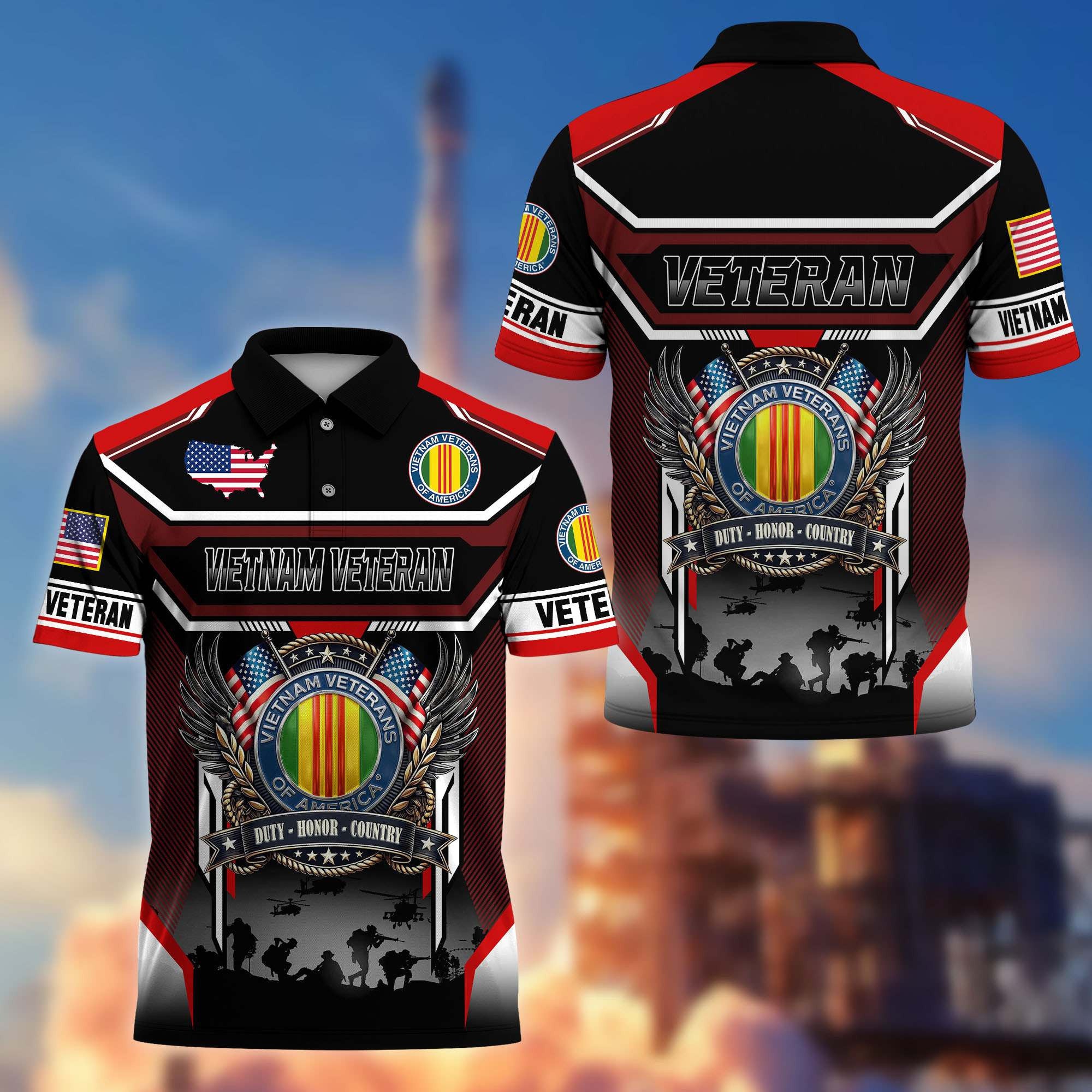 Premium US Veterans Polo Shirt, Gifts For US Veterans, Gifts On Father's Day, Veterans Day.