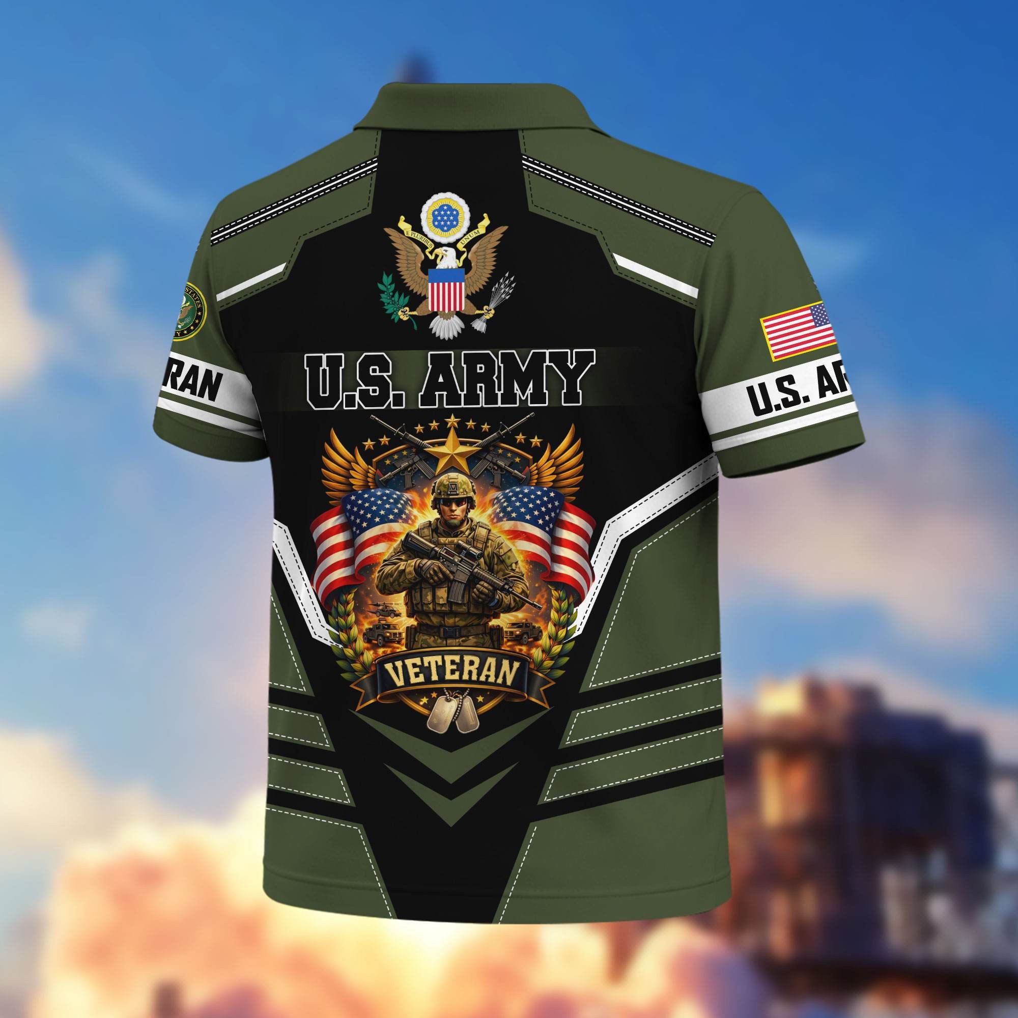 Premium US Veterans Polo Shirt, Gifts For US Veterans, Gifts On Father's Day, Veterans Day.