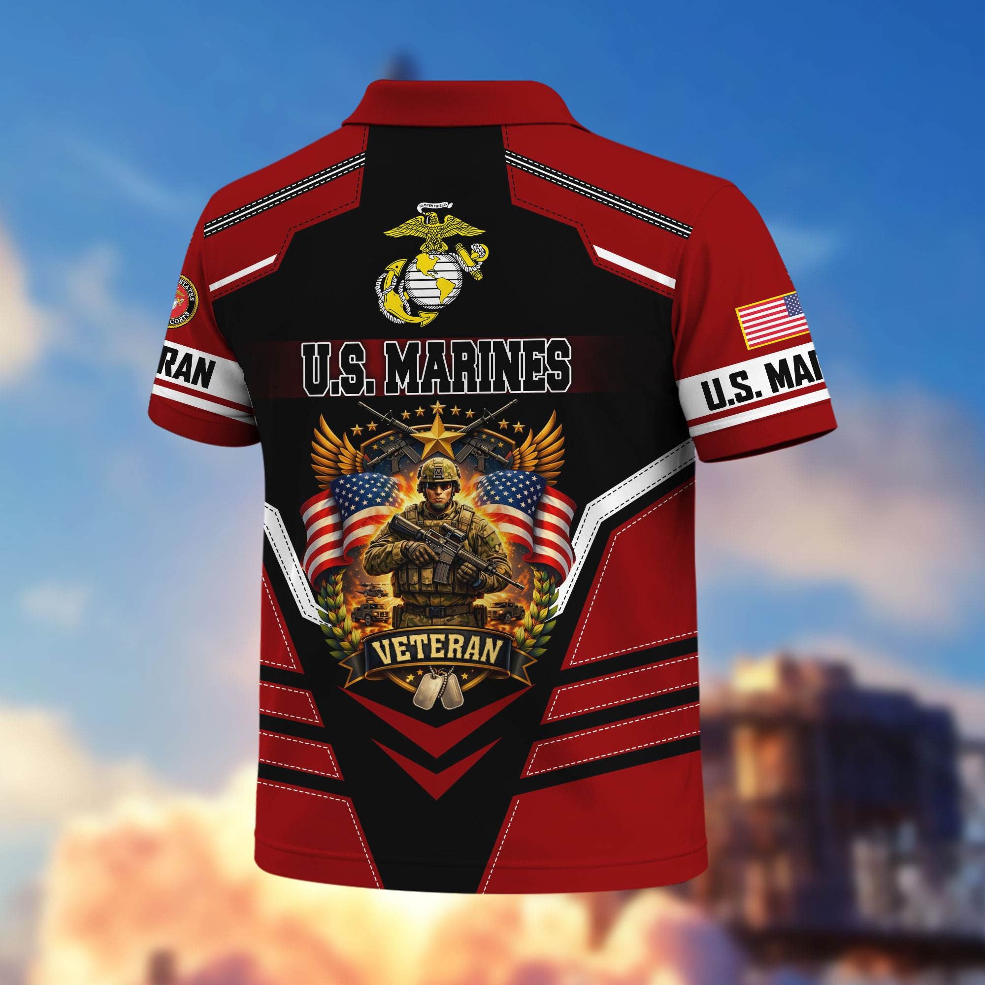 Premium US Veterans Polo Shirt, Gifts For US Veterans, Gifts On Father's Day, Veterans Day.