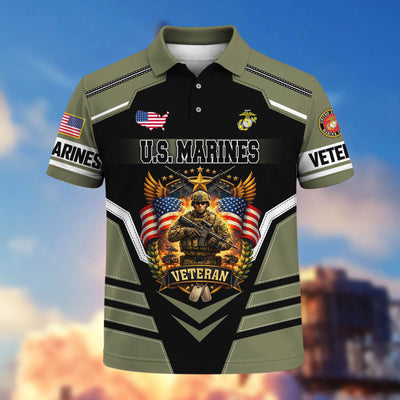 Premium US Veterans Polo Shirt, Gifts For US Veterans, Gifts On Father's Day, Veterans Day.