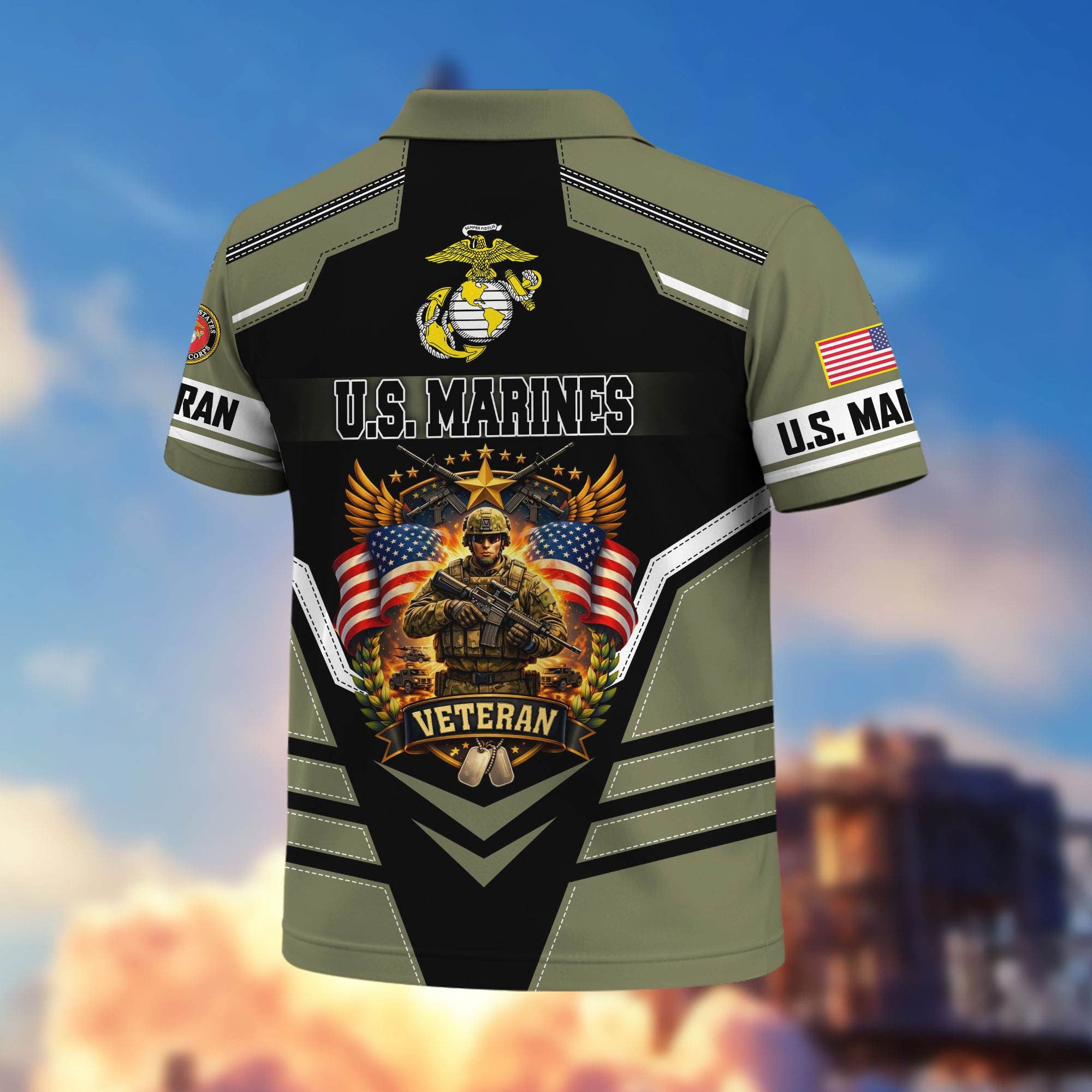 Premium US Veterans Polo Shirt, Gifts For US Veterans, Gifts On Father's Day, Veterans Day.