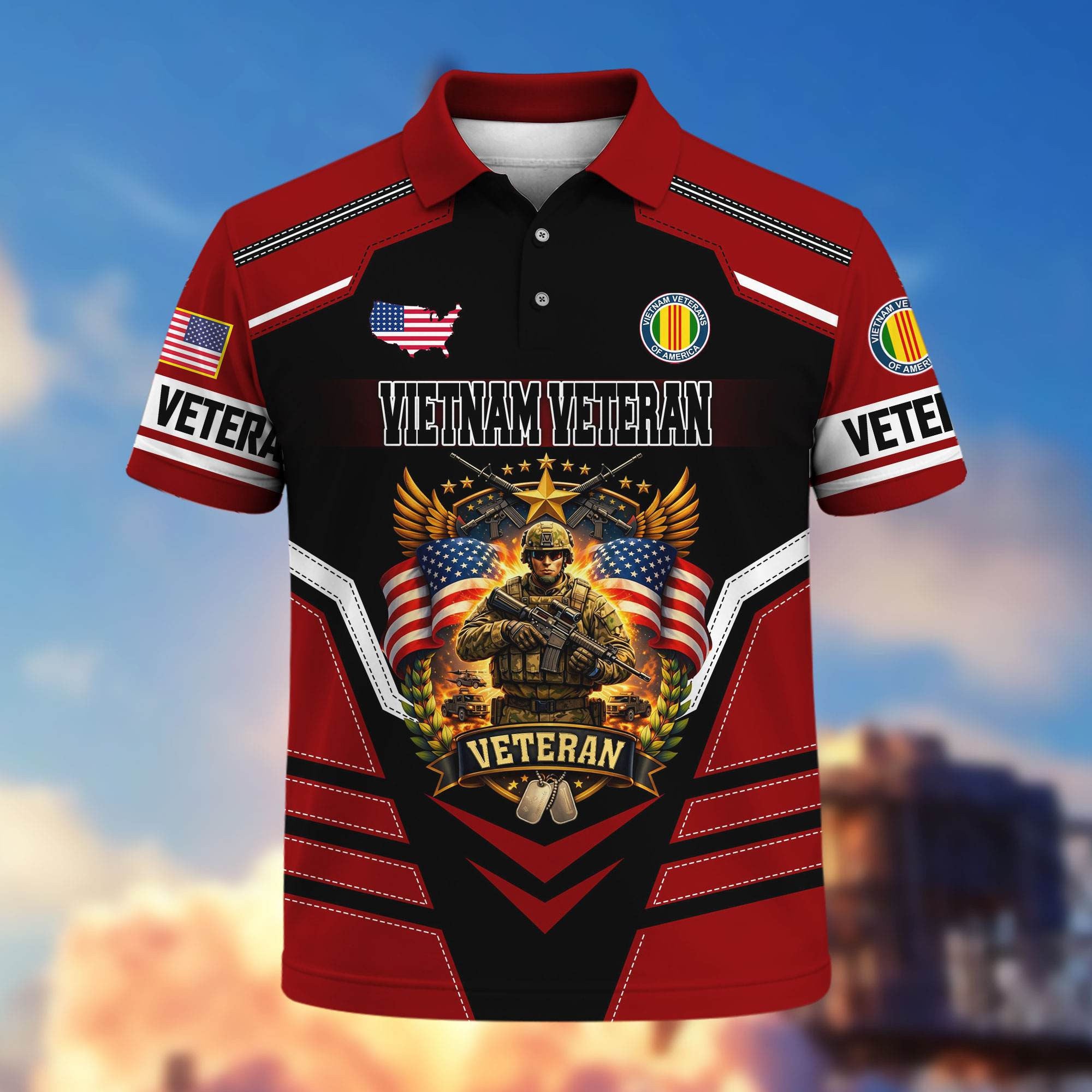 Premium US Veterans Polo Shirt, Gifts For US Veterans, Gifts On Father's Day, Veterans Day.