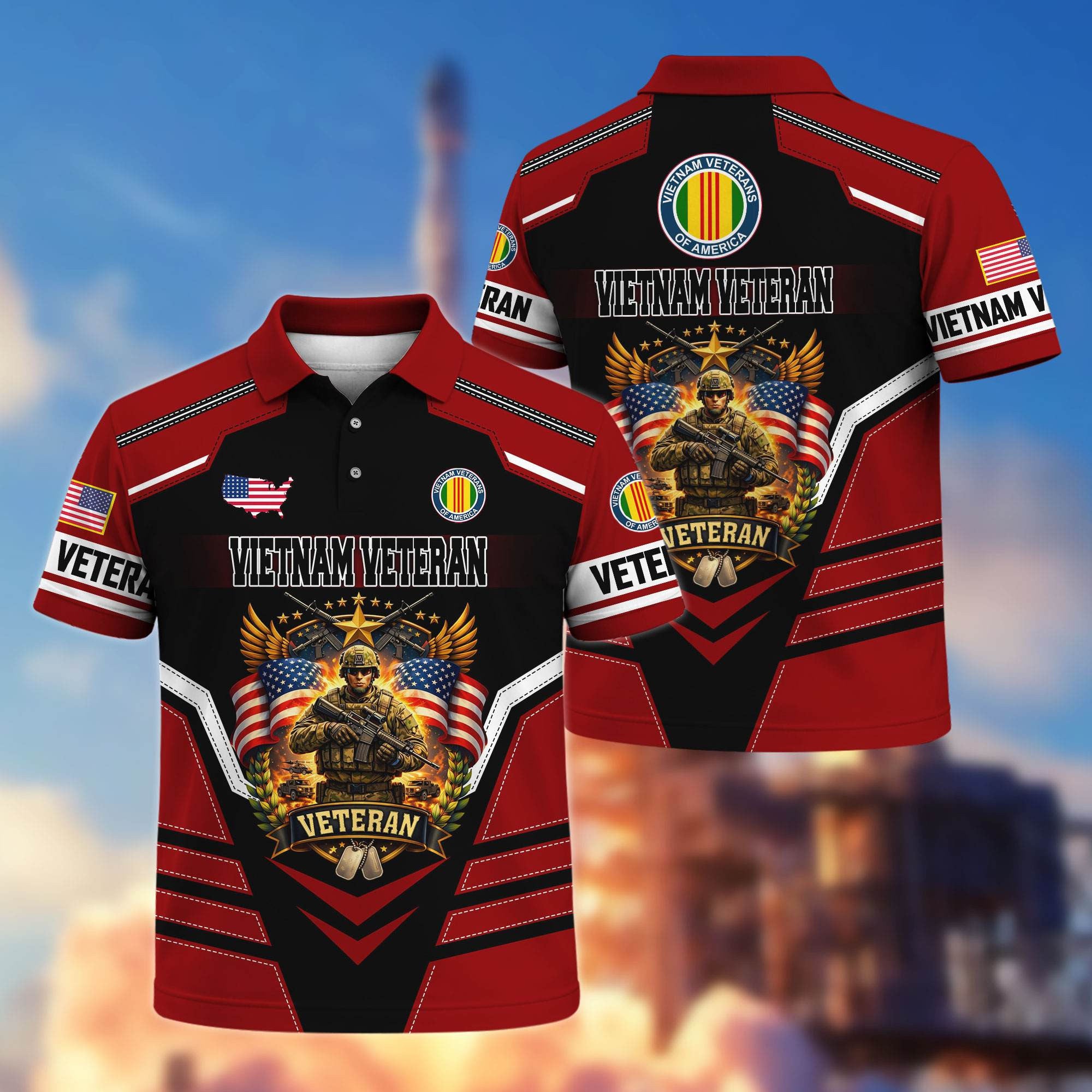 Premium US Veterans Polo Shirt, Gifts For US Veterans, Gifts On Father's Day, Veterans Day.