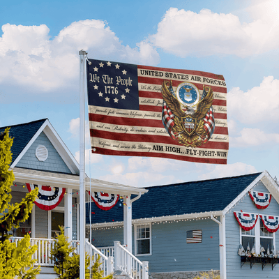 Premium Custom USAF Grommet Flag, Gifts For Air Force Veteran, Best Gifts On Independence Day, Veterans Day.