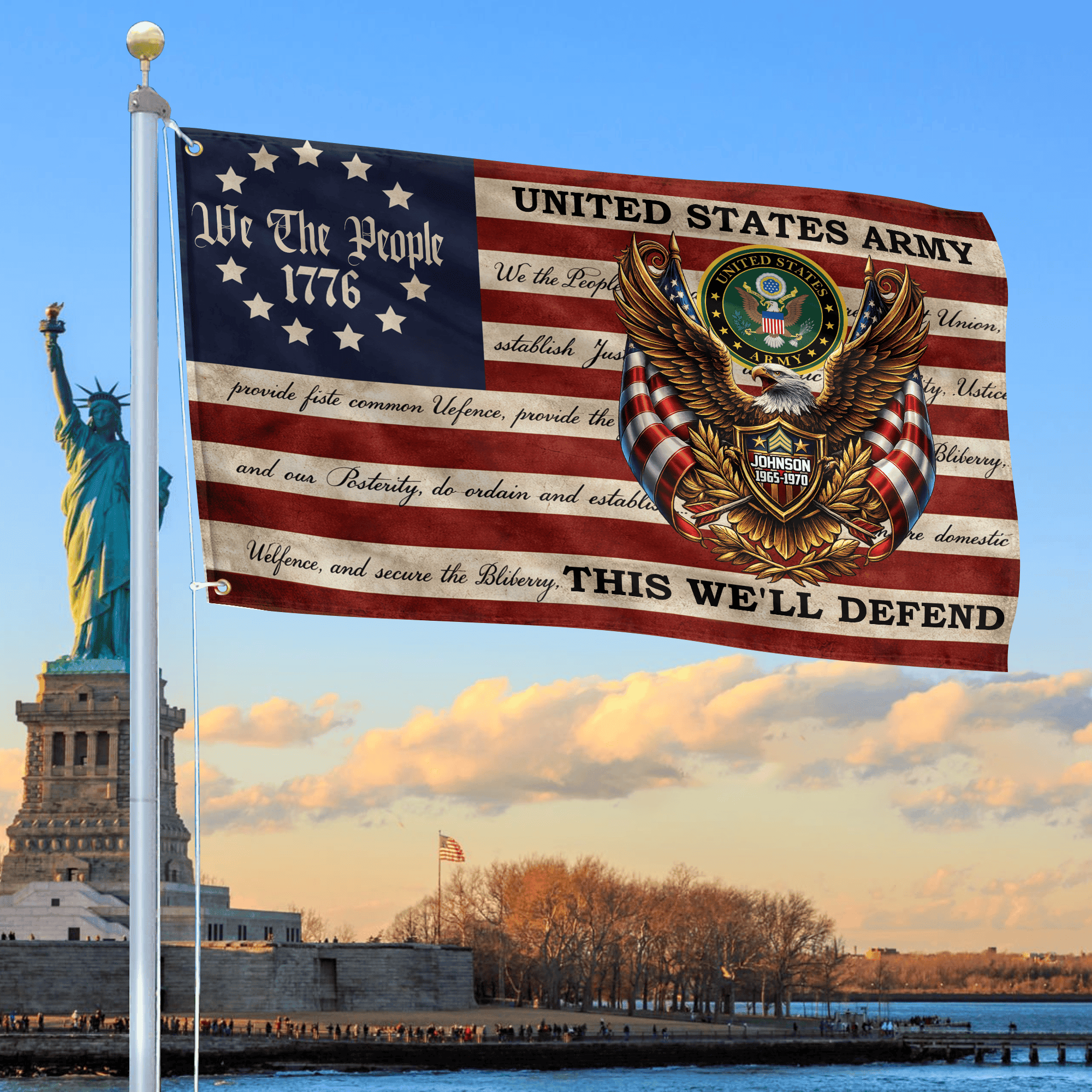 Premium Custom US Army Grommet Flag, Gifts For Army Veteran, Best Gifts On Independence Day, Veterans Day.