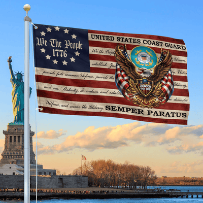 Premium Custom USCG Grommet Flag, Gifts For Coast Guard Veteran, Best Gifts On Independence Day, Veterans Day.