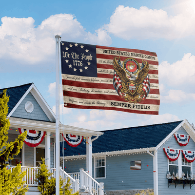 Premium Custom USMC Grommet Flag, Gifts For Marine Veteran, Best Gifts On Independence Day, Veterans Day.