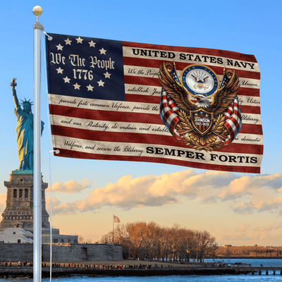 Premium Custom US Navy Grommet Flag, Gifts For Navy Veteran, Best Gifts On Independence Day, Veterans Day.