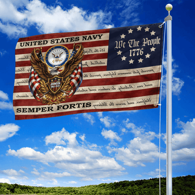 Premium Custom US Navy Grommet Flag, Gifts For Navy Veteran, Best Gifts On Independence Day, Veterans Day.