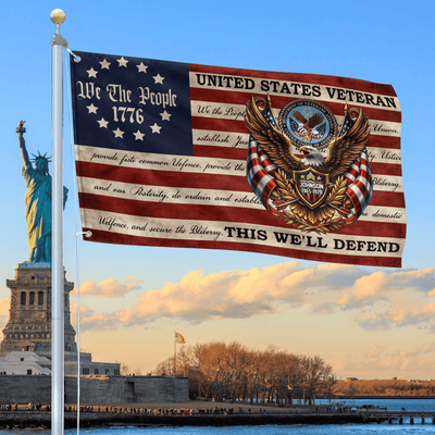 Premium Custom US Veteran Grommet Flag, Gifts For US Veteran, Best Gifts On Independence Day, Veterans Day.