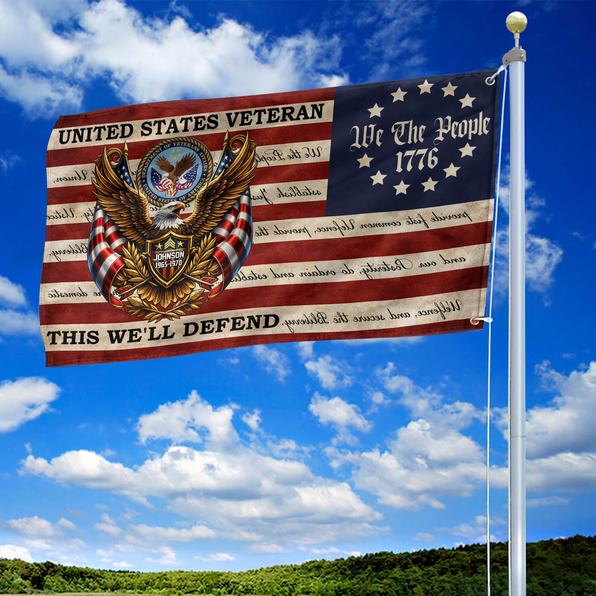 Premium Custom US Veteran Grommet Flag, Gifts For US Veteran, Best Gifts On Independence Day, Veterans Day.