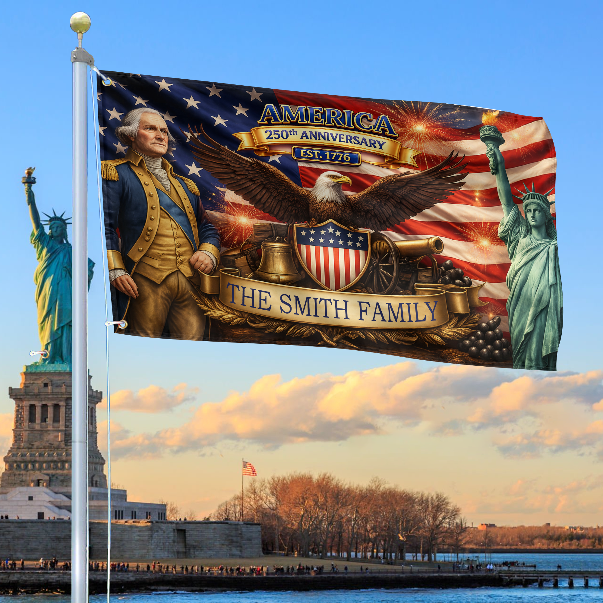 Premium Custom America 250th Anniversary Grommet Flag, America 250th Flag, America 250th Birthday, Best Gifts On Independence Day, Veterans Day.