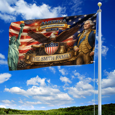 Premium Custom America 250th Anniversary Grommet Flag, America 250th Flag, America 250th Birthday, Best Gifts On Independence Day, Veterans Day.