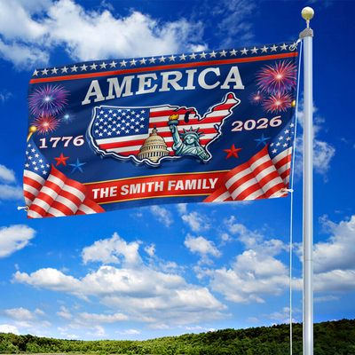 Premium Custom America 250th Anniversary Grommet Flag, America 250th Flag, America 250th Birthday, Best Gifts On Independence Day, Veterans Day.