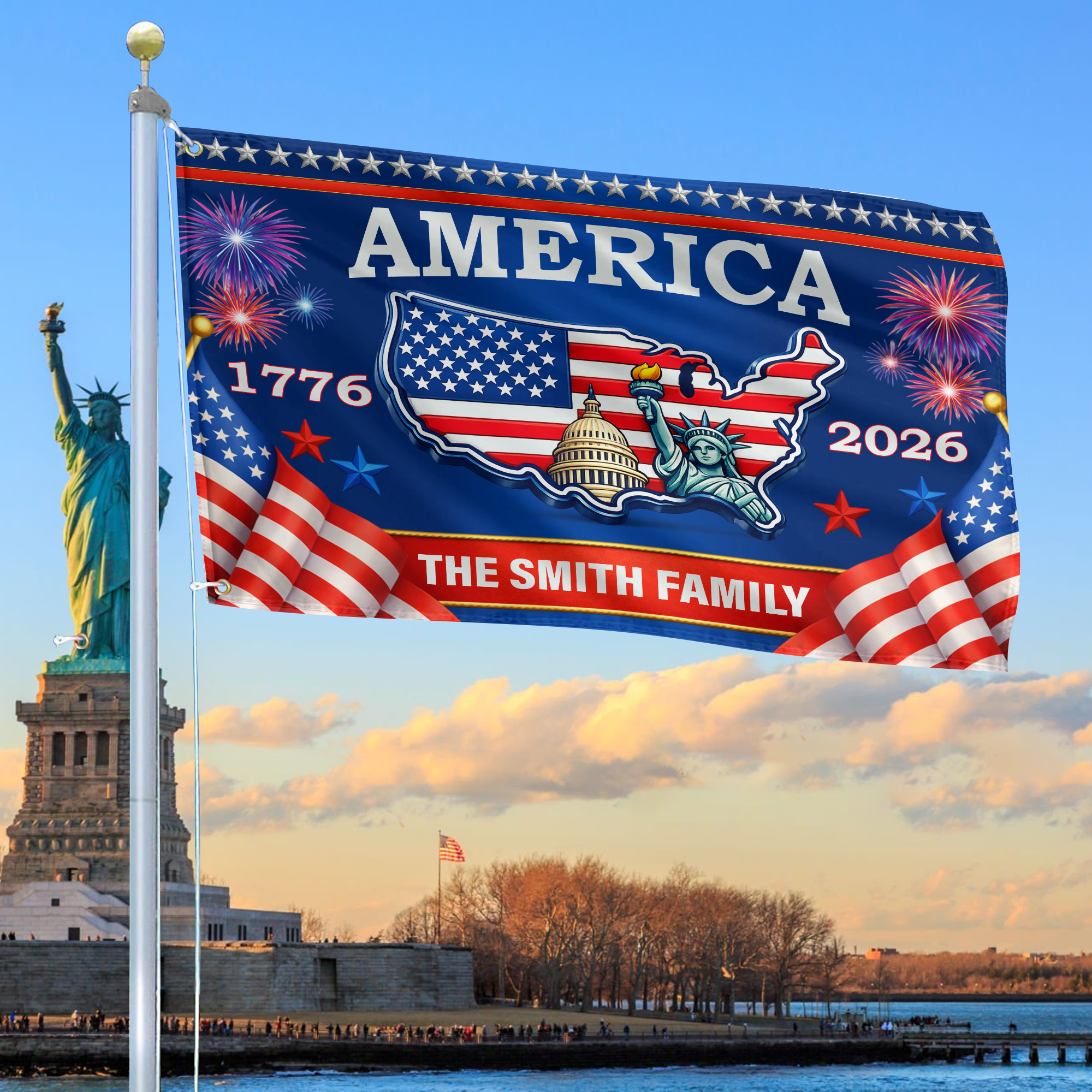 Premium Custom America 250th Anniversary Grommet Flag, America 250th Flag, America 250th Birthday, Best Gifts On Independence Day, Veterans Day.